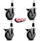 Service Caster 5'' Black Poly Swivel 1-3/8'' Expanding Stem Caster Set with Brake, 4PK SCC-EX20S514-PPUB-BLK-PLB-138-4 - alternate 3